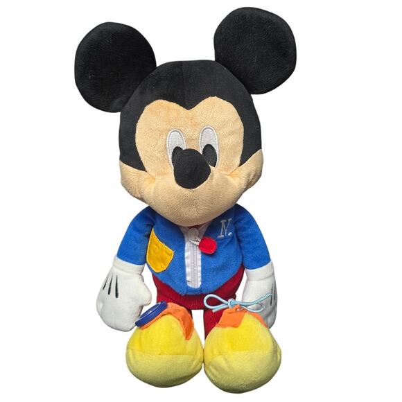 Disney Baby Mickey Mouse Learn To Dress Sensory Plush Zip Button Tie Stuffed Toy - Picture 1 of 10